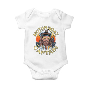 Funny Pontoon Boating Motor Boatin Lake Baby Onesie Motor Boat Captain TS14 White Print Your Wear