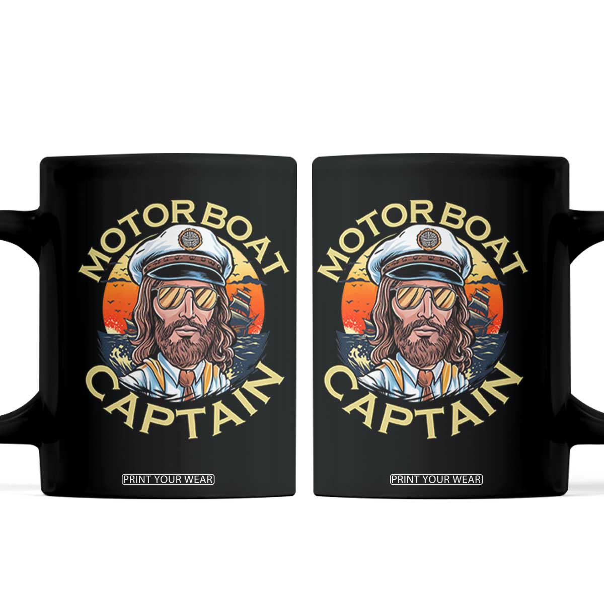Funny Pontoon Boating Motor Boatin Lake Coffee Mug Motor Boat Captain TS14 Black Print Your Wear