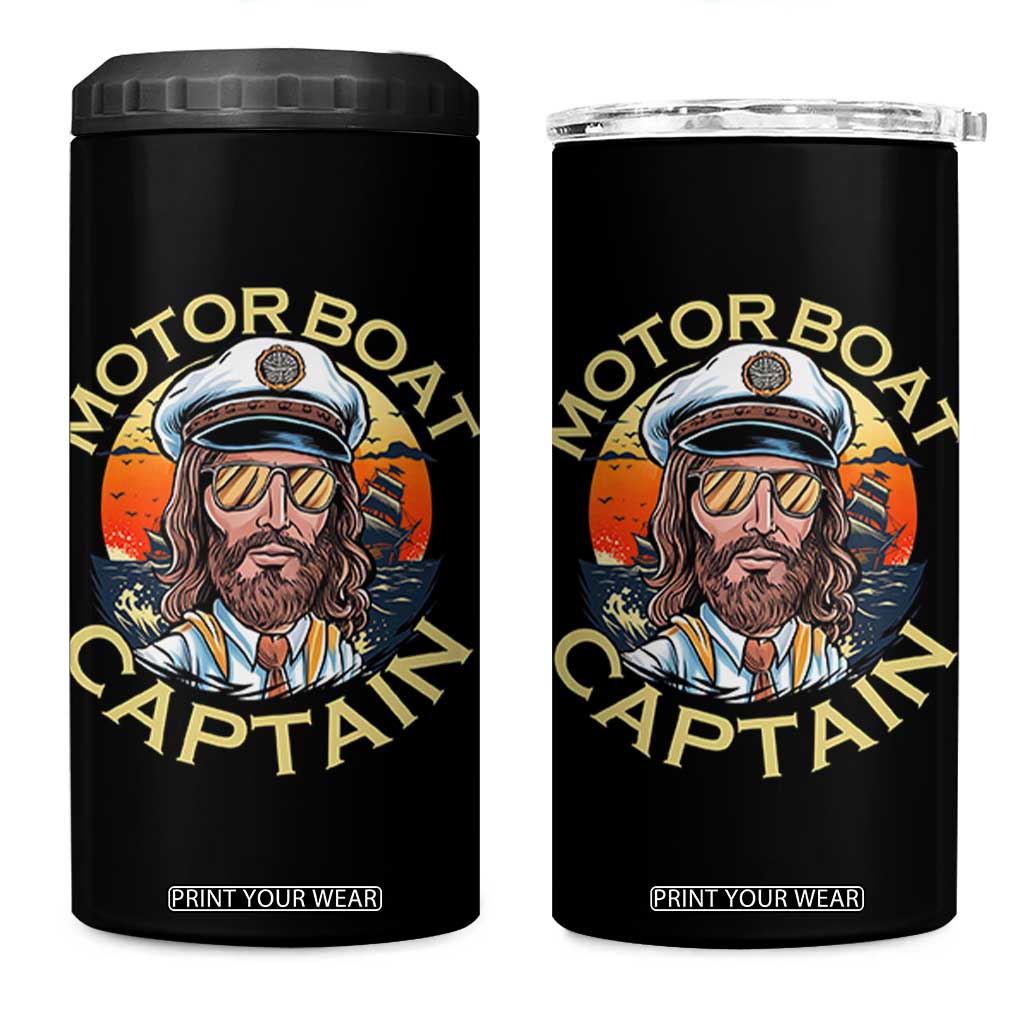 Funny Pontoon Boating Motor Boatin Lake 4 in 1 Can Cooler Tumbler Motor Boat Captain TS14 One Size: 16 oz Black Print Your Wear