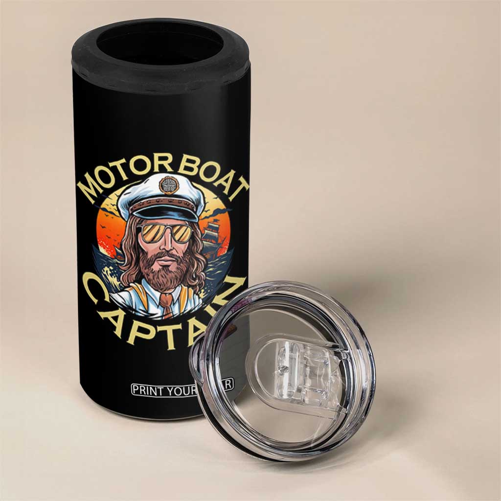 Funny Pontoon Boating Motor Boatin Lake 4 in 1 Can Cooler Tumbler Motor Boat Captain TS14 Print Your Wear