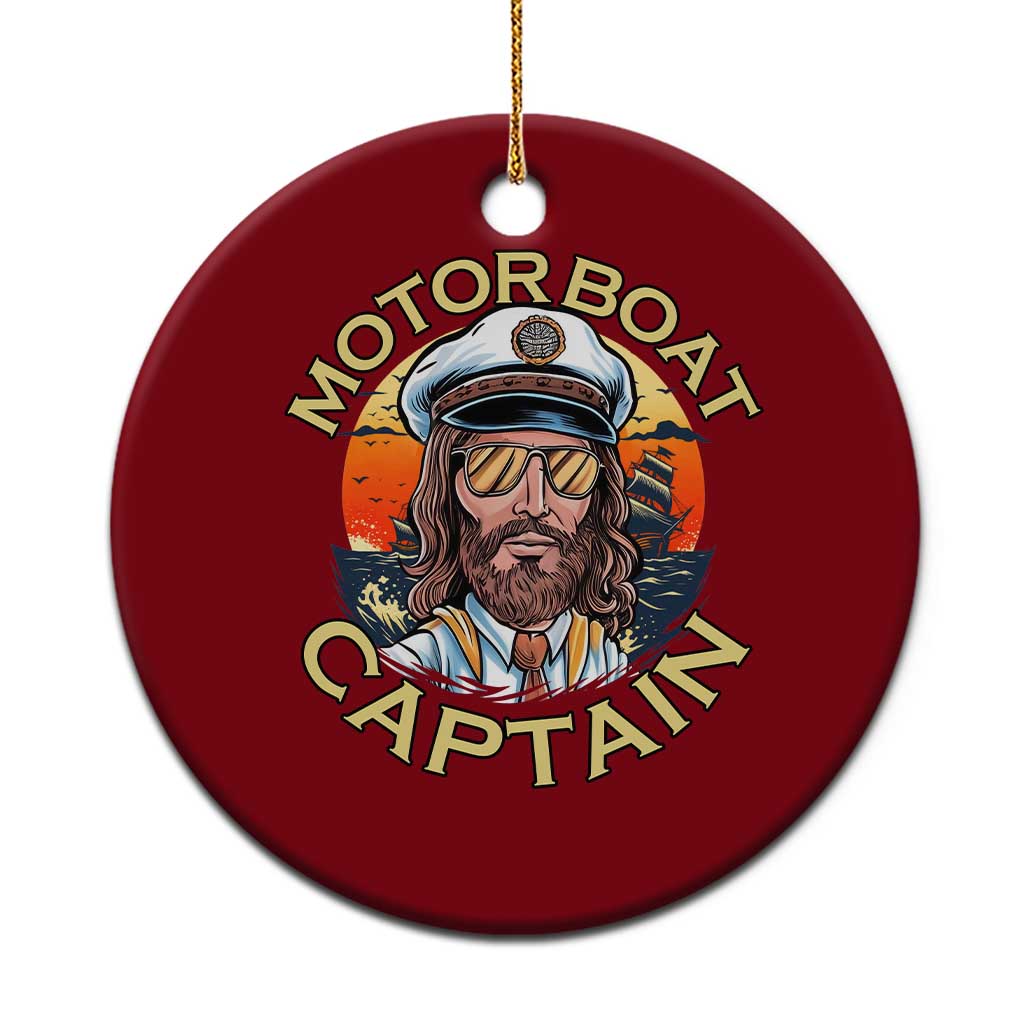 Funny Pontoon Boating Motor Boatin Lake Ceramic Ornament Motor Boat Captain TS14 1pc Red Print Your Wear