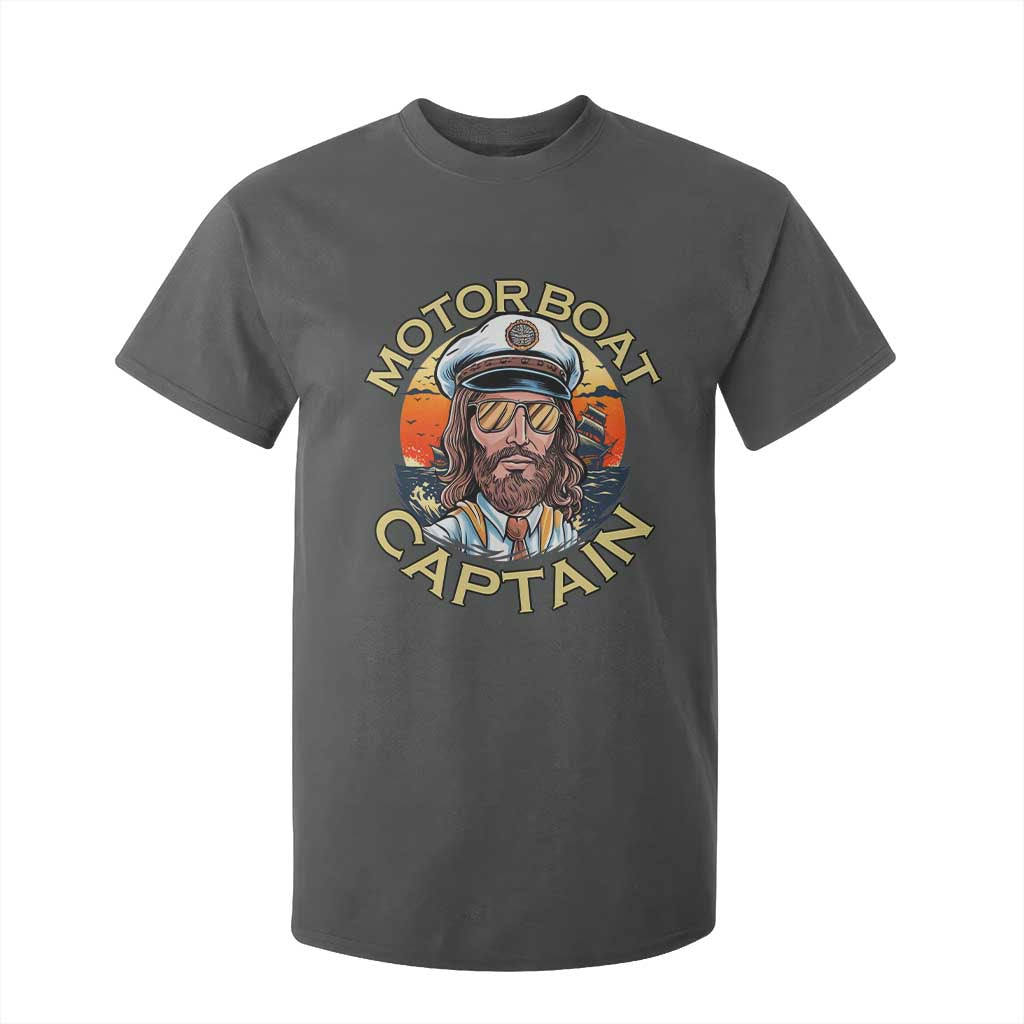 Funny Pontoon Boating Motor Boatin Lake T Shirt For Kid Motor Boat Captain TS14 Dark Heather Print Your Wear