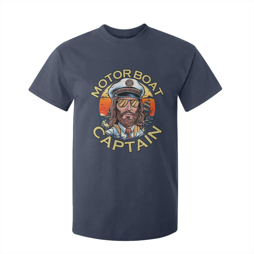 Funny Pontoon Boating Motor Boatin Lake T Shirt For Kid Motor Boat Captain TS14 Navy Print Your Wear