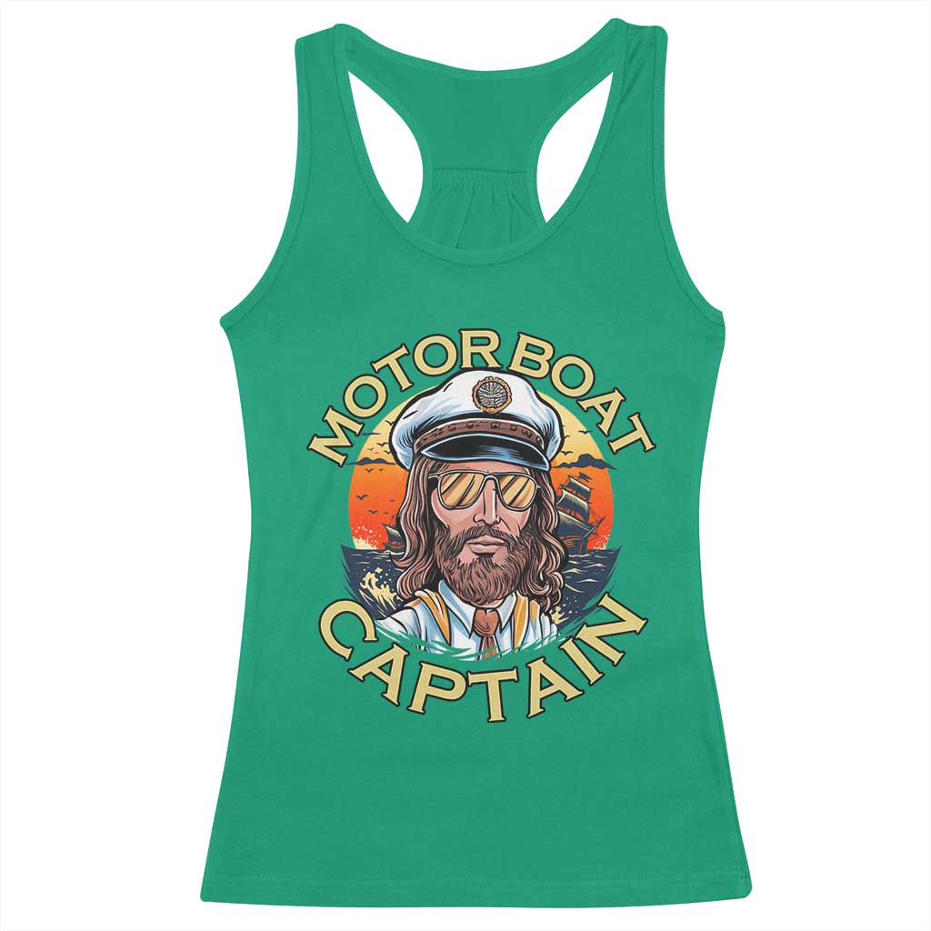 Funny Pontoon Boating Motor Boatin Lake Racerback Tank Top Motor Boat Captain TS14 Irish Green Print Your Wear