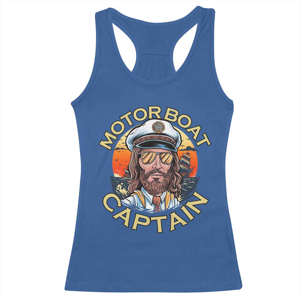Funny Pontoon Boating Motor Boatin Lake Racerback Tank Top Motor Boat Captain TS14 Royal Blue Print Your Wear