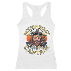 Funny Pontoon Boating Motor Boatin Lake Racerback Tank Top Motor Boat Captain TS14 White Print Your Wear