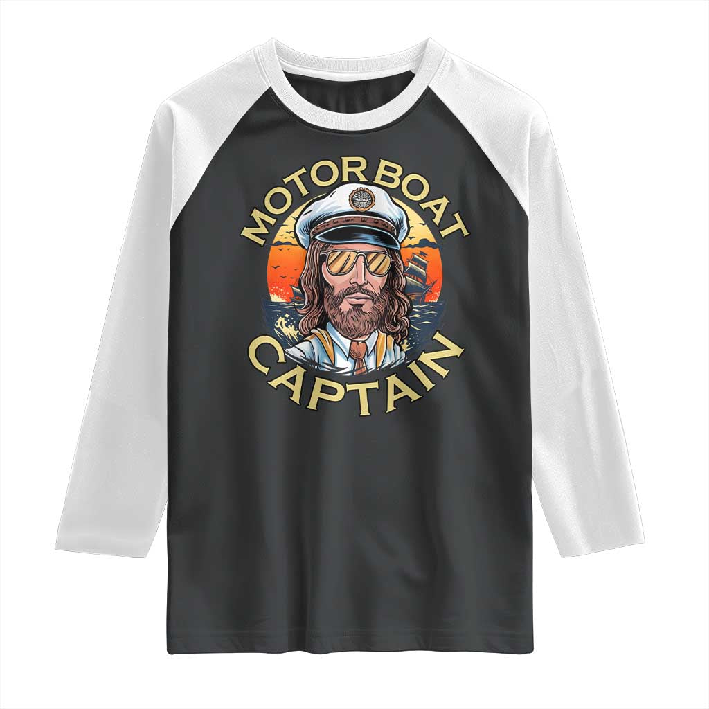 Funny Pontoon Boating Motor Boatin Lake Raglan Shirt Motor Boat Captain TS14 Black White Print Your Wear