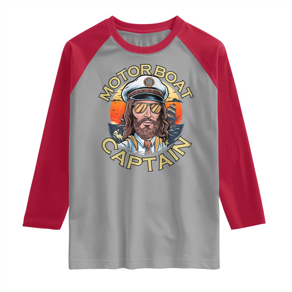 Funny Pontoon Boating Motor Boatin Lake Raglan Shirt Motor Boat Captain TS14 Sport Gray Red Print Your Wear