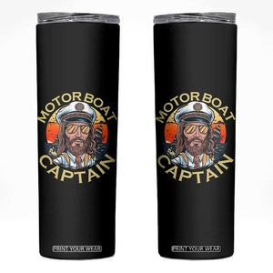 Funny Pontoon Boating Motor Boatin Lake Skinny Tumbler Motor Boat Captain TS14 Black Print Your Wear