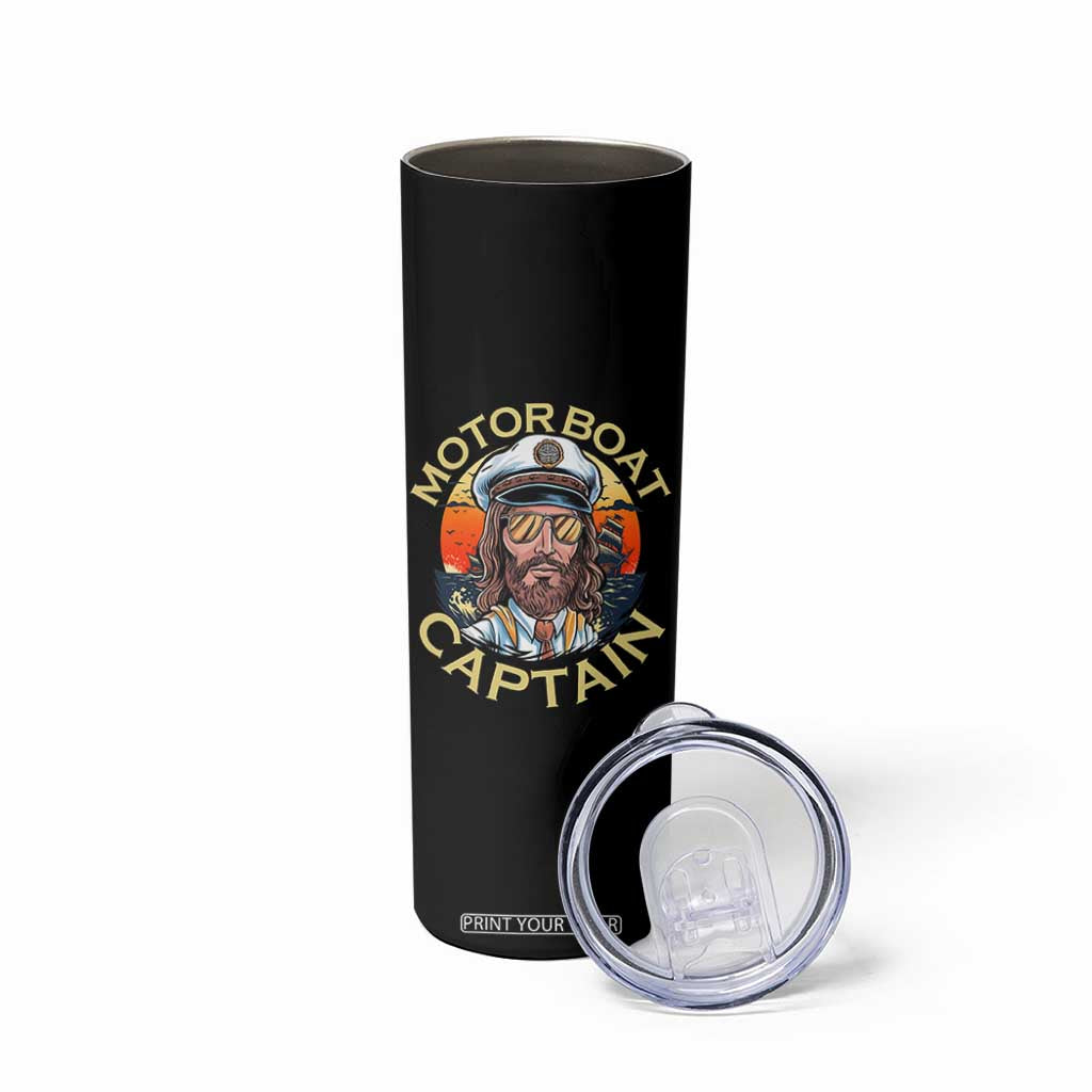 Funny Pontoon Boating Motor Boatin Lake Skinny Tumbler Motor Boat Captain TS14 Print Your Wear