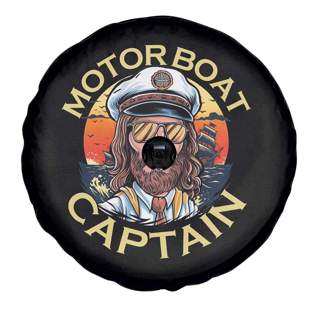 Funny Pontoon Boating Motor Boatin Lake Spare Tire Cover Motor Boat Captain TS14 Print Your Wear