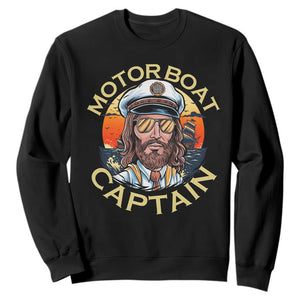 Funny Pontoon Boating Motor Boatin Lake Sweatshirt Motor Boat Captain TS14 Black Print Your Wear