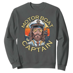 Funny Pontoon Boating Motor Boatin Lake Sweatshirt Motor Boat Captain TS14 Dark Heather Print Your Wear