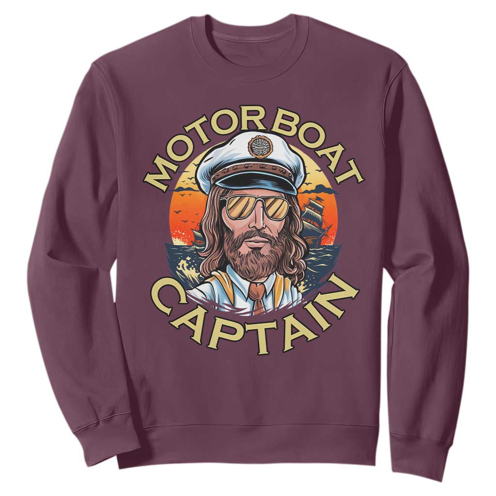 Funny Pontoon Boating Motor Boatin Lake Sweatshirt Motor Boat Captain TS14 Maroon Print Your Wear
