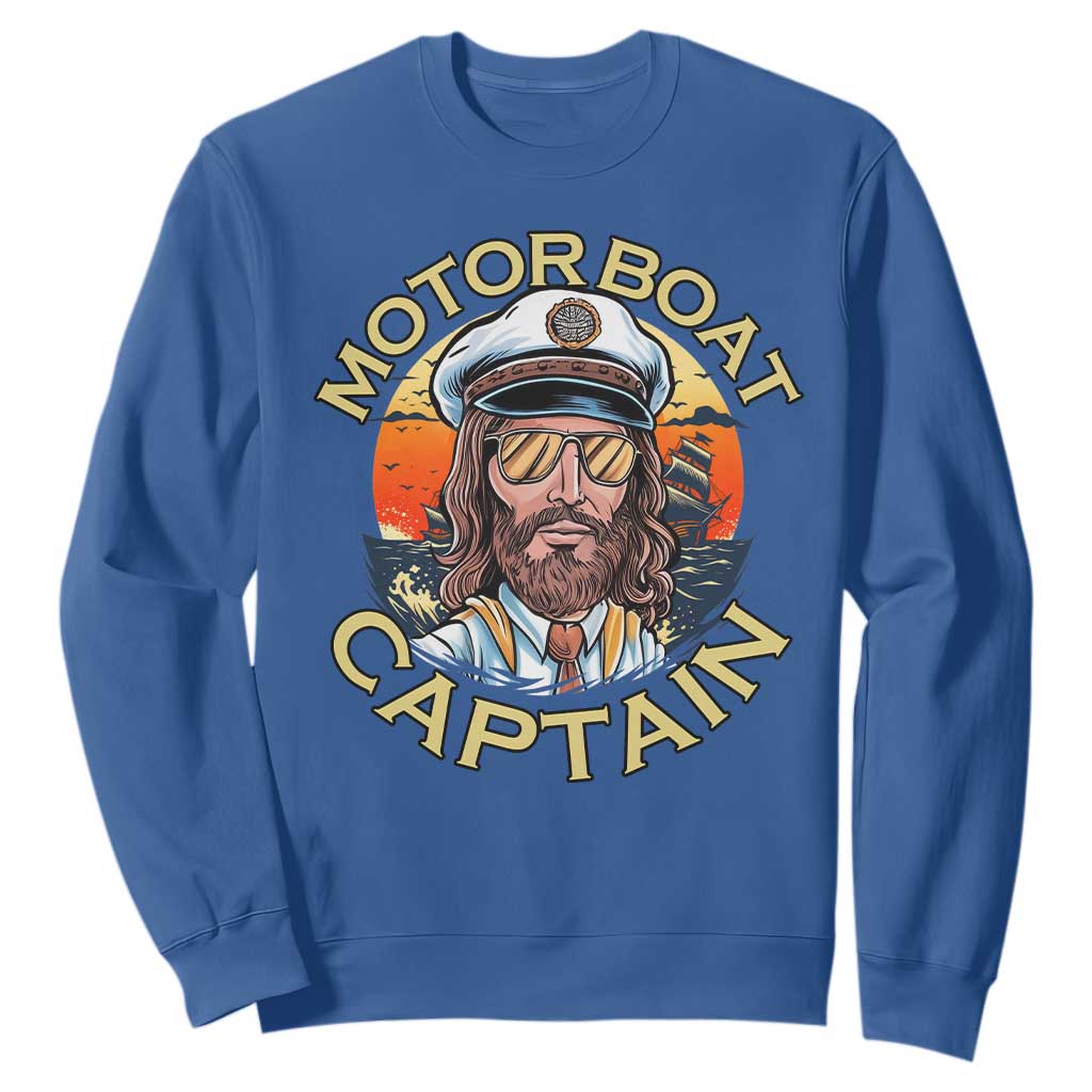 Funny Pontoon Boating Motor Boatin Lake Sweatshirt Motor Boat Captain TS14 Royal Blue Print Your Wear