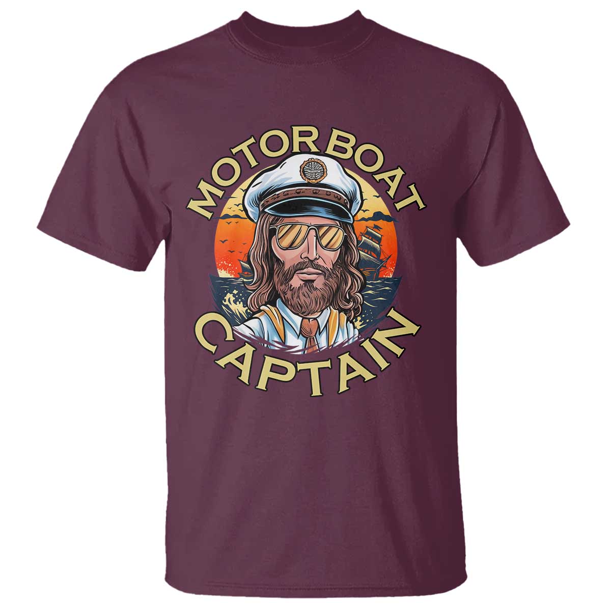 Funny Pontoon Boating Motor Boatin Lake T Shirt Motor Boat Captain TS14 Maroon Print Your Wear