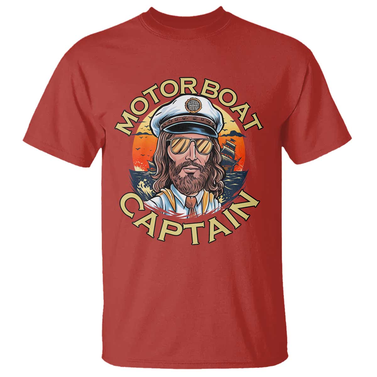 Funny Pontoon Boating Motor Boatin Lake T Shirt Motor Boat Captain TS14 Red Print Your Wear
