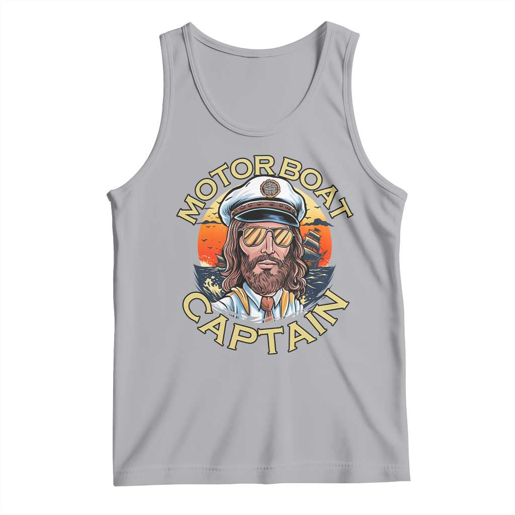 Funny Pontoon Boating Motor Boatin Lake Tank Top Motor Boat Captain TS14 Athletic Heather Print Your Wear