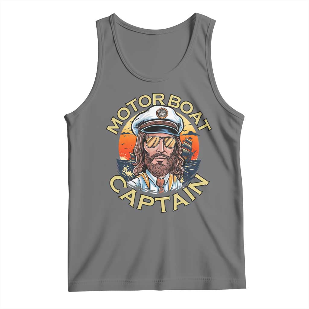 Funny Pontoon Boating Motor Boatin Lake Tank Top Motor Boat Captain TS14 Black Heather Print Your Wear
