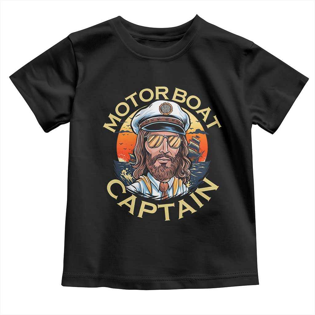 Funny Pontoon Boating Motor Boatin Lake Toddler T Shirt Motor Boat Captain TS14 Black Print Your Wear