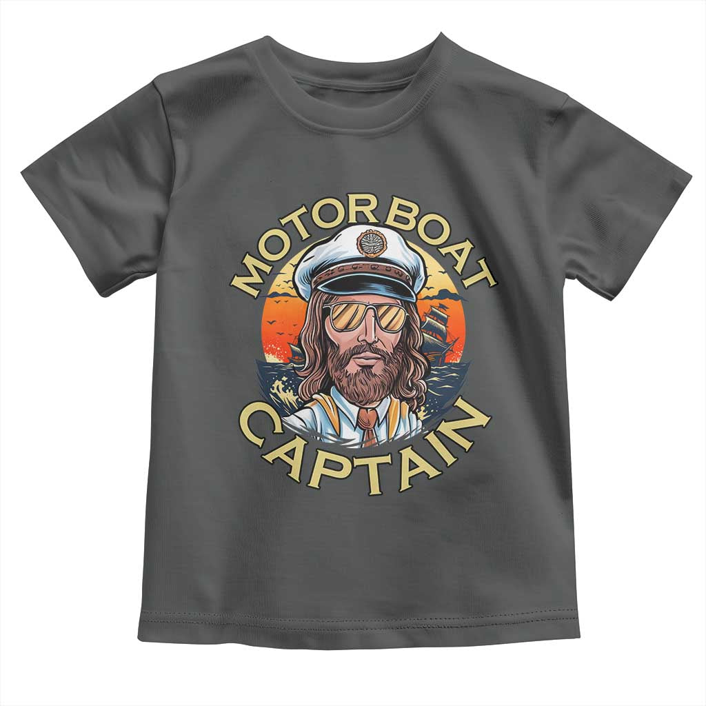 Funny Pontoon Boating Motor Boatin Lake Toddler T Shirt Motor Boat Captain TS14 Dark Heather Print Your Wear