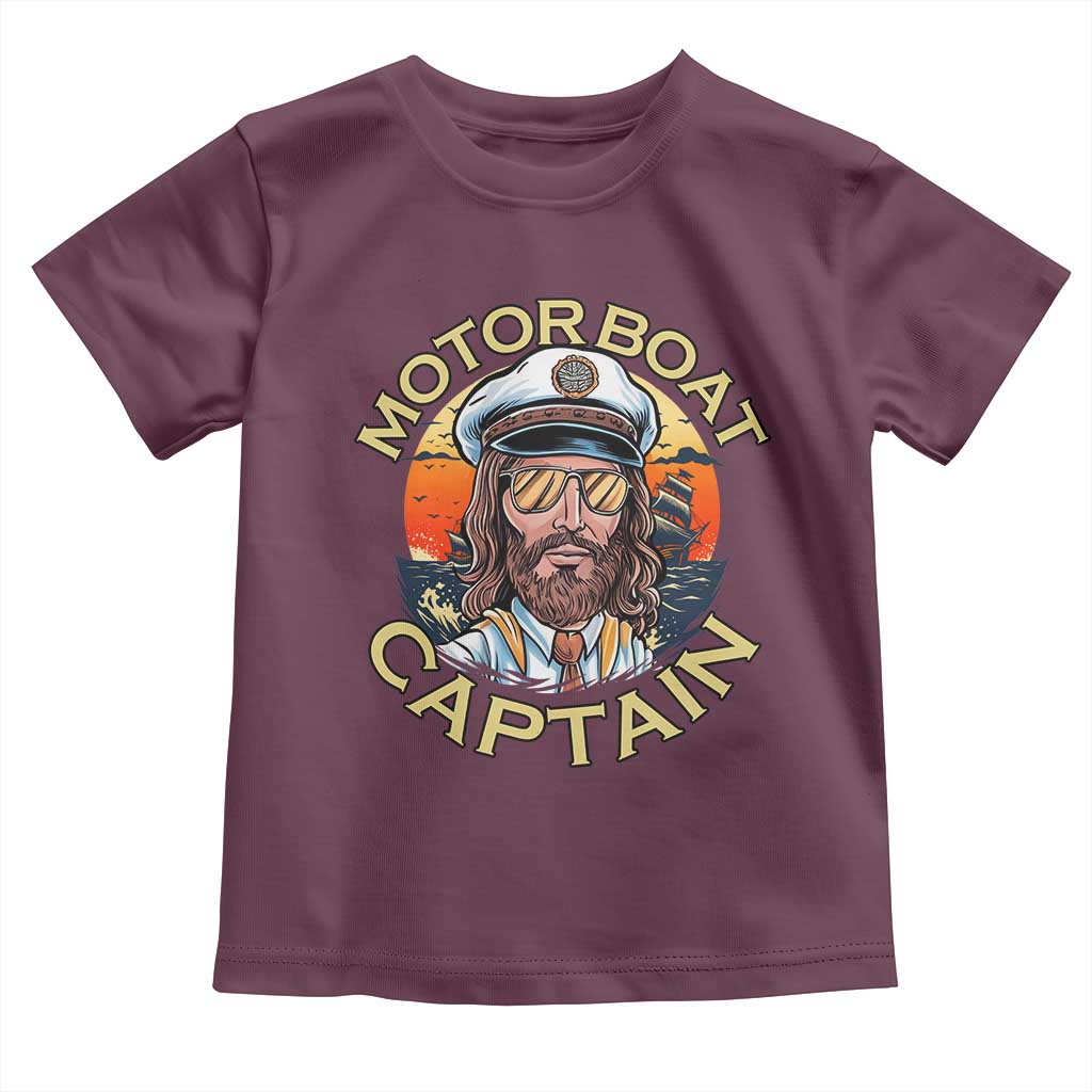 Funny Pontoon Boating Motor Boatin Lake Toddler T Shirt Motor Boat Captain TS14 Maroon Print Your Wear