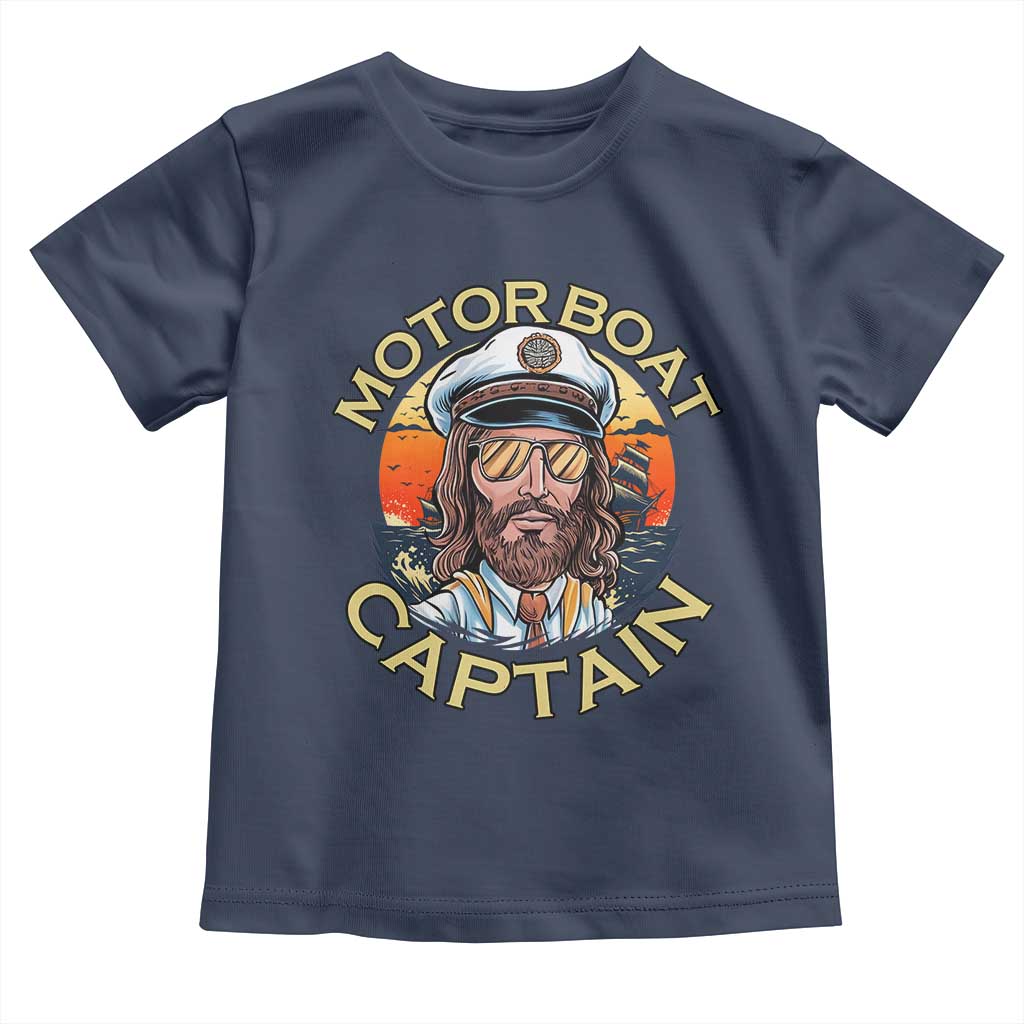 Funny Pontoon Boating Motor Boatin Lake Toddler T Shirt Motor Boat Captain TS14 Navy Print Your Wear