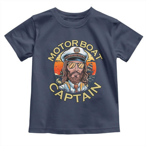 Funny Pontoon Boating Motor Boatin Lake Toddler T Shirt Motor Boat Captain TS14 Navy Print Your Wear