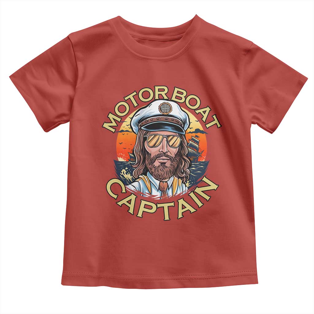 Funny Pontoon Boating Motor Boatin Lake Toddler T Shirt Motor Boat Captain TS14 Red Print Your Wear