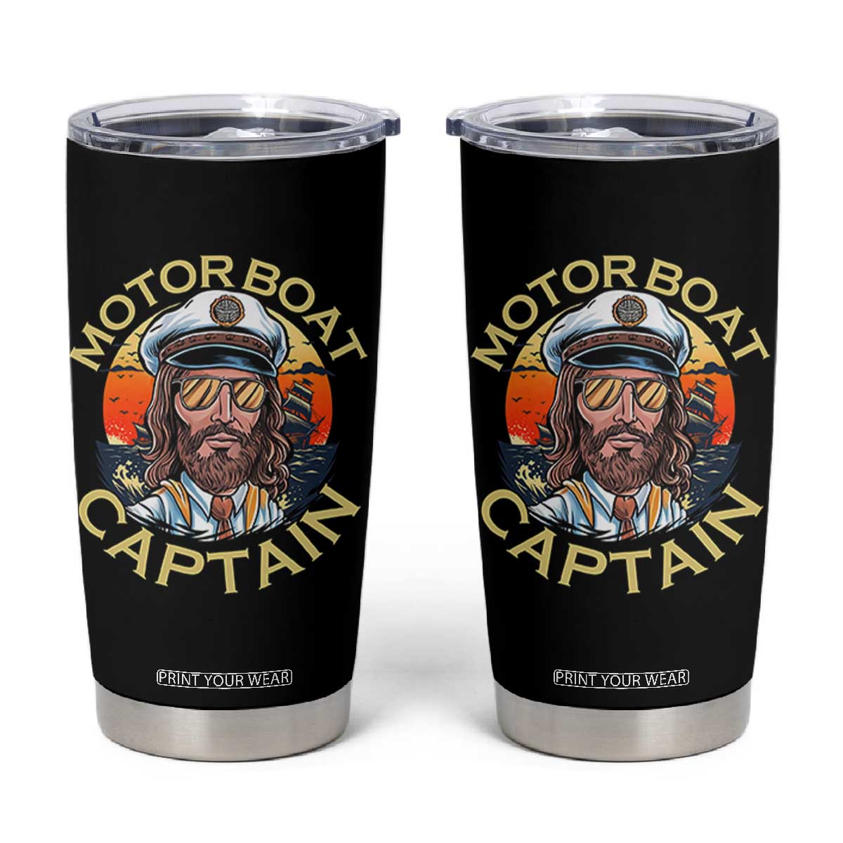 Funny Pontoon Boating Motor Boatin Lake Tumbler Cup Motor Boat Captain TS14 Black Print Your Wear