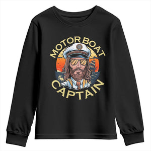 Funny Pontoon Boating Motor Boatin Lake Youth Sweatshirt Motor Boat Captain TS14 Black Print Your Wear