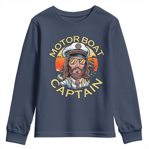 Funny Pontoon Boating Motor Boatin Lake Youth Sweatshirt Motor Boat Captain TS14 Navy Print Your Wear
