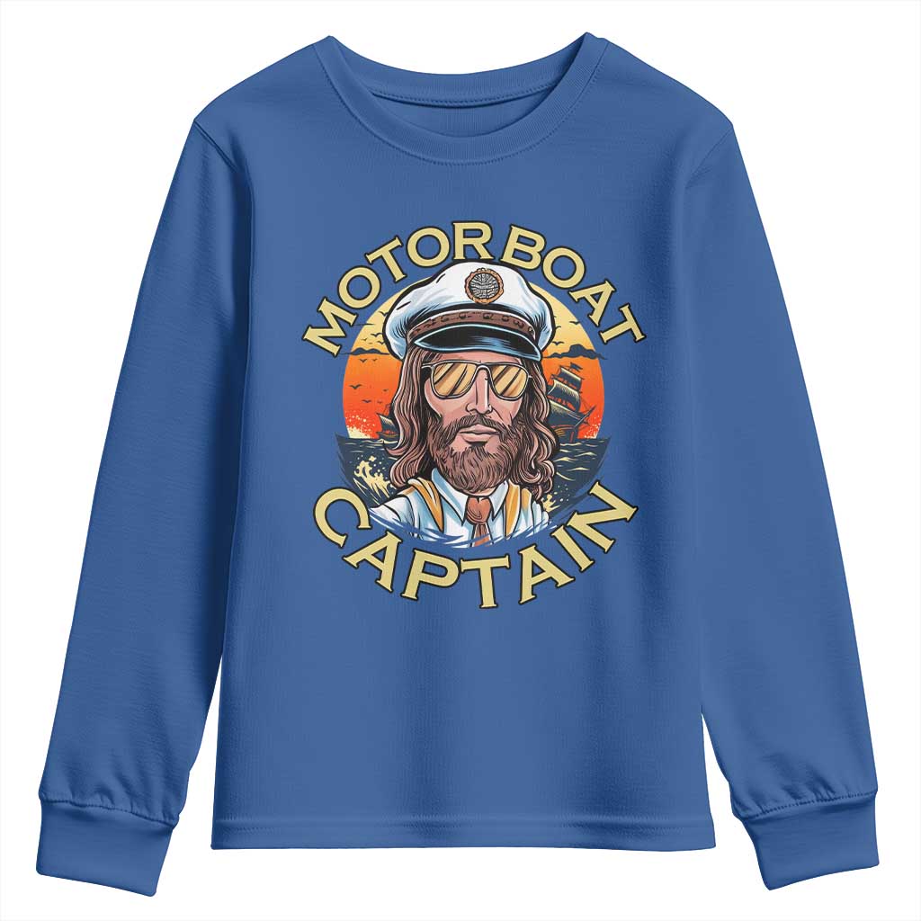Funny Pontoon Boating Motor Boatin Lake Youth Sweatshirt Motor Boat Captain TS14 Royal Blue Print Your Wear