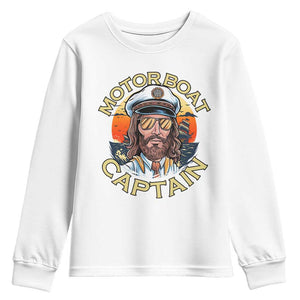 Funny Pontoon Boating Motor Boatin Lake Youth Sweatshirt Motor Boat Captain TS14 White Print Your Wear