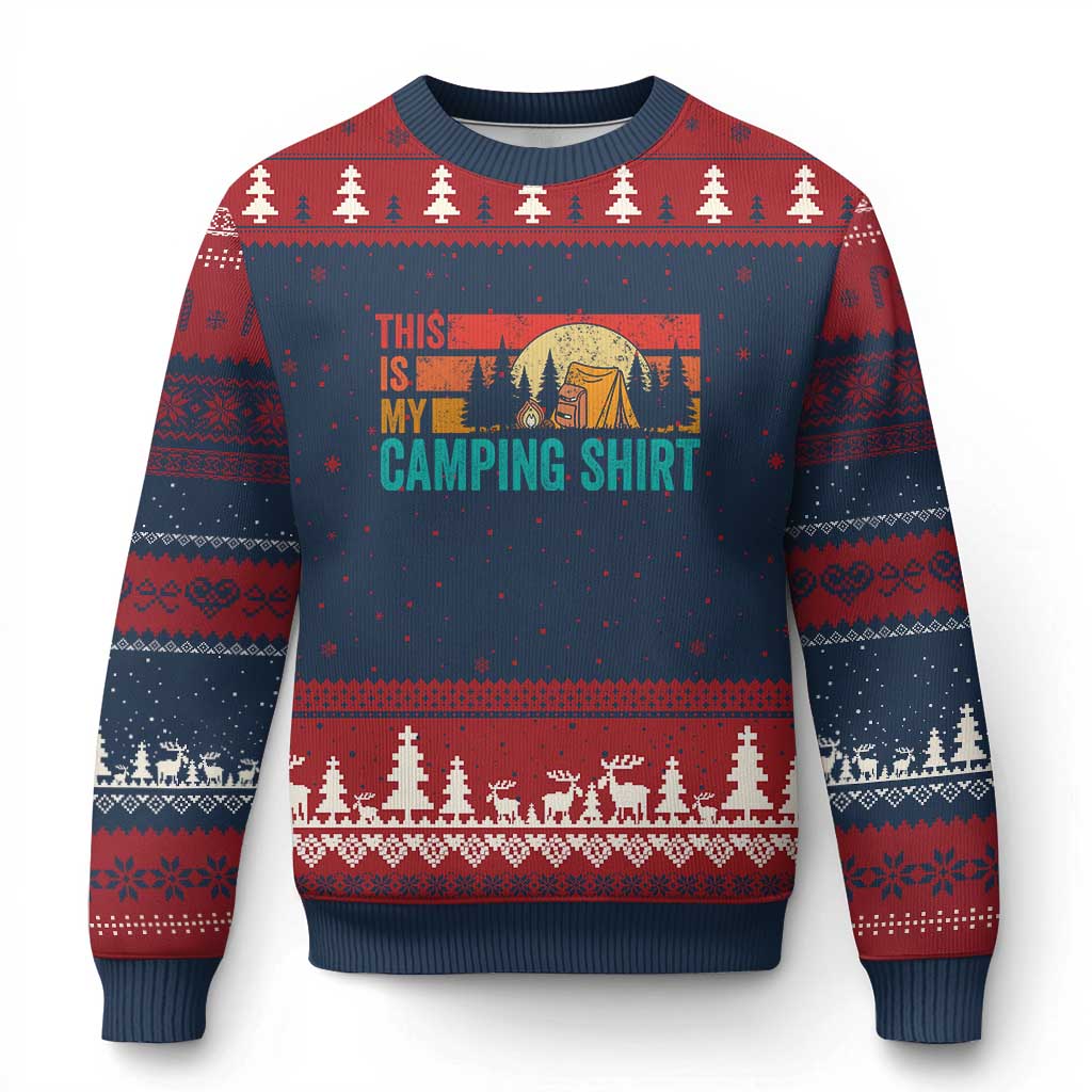 Funny Camper Ugly Christmas Sweater This Is My Camping Shirt TS14 Navy Red Print Your Wear