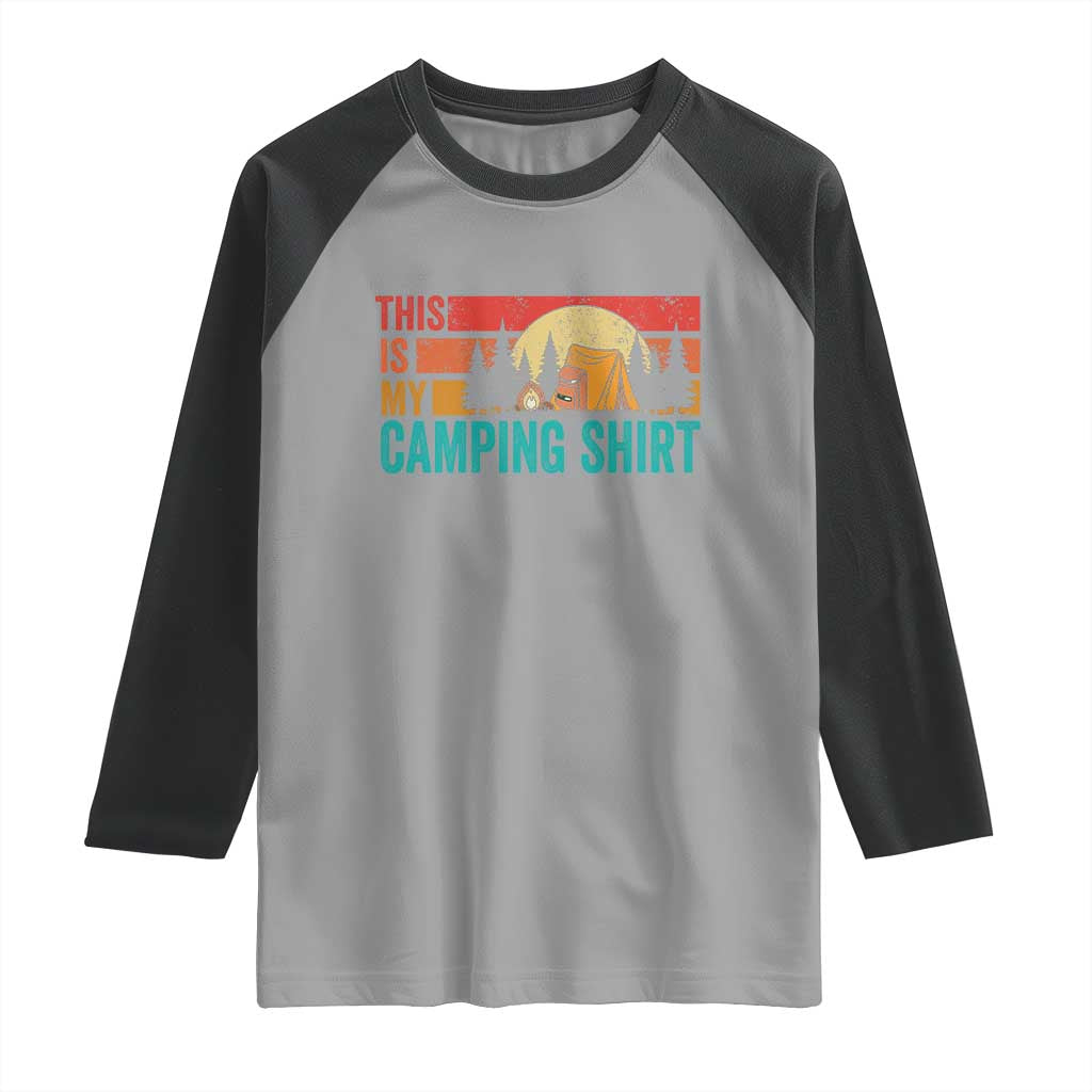 Funny Camper Raglan Shirt This Is My Camping Shirt TS14 Sport Gray Black Print Your Wear