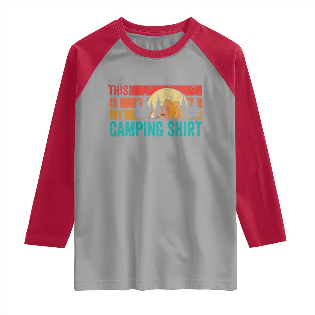 Funny Camper Raglan Shirt This Is My Camping Shirt TS14 Sport Gray Red Print Your Wear
