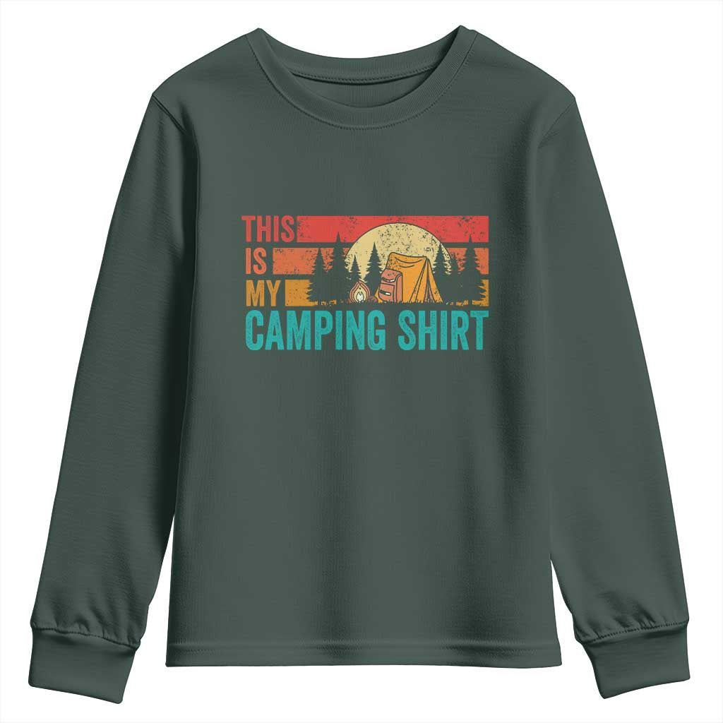 Funny Camper Youth Sweatshirt This Is My Camping Shirt TS14 Dark Forest Green Print Your Wear