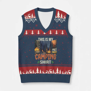 Funny Camper Glamper V-Neck Knit Sweater Vest This Is My Camping Shirt TS14 Navy Red Print Your Wear