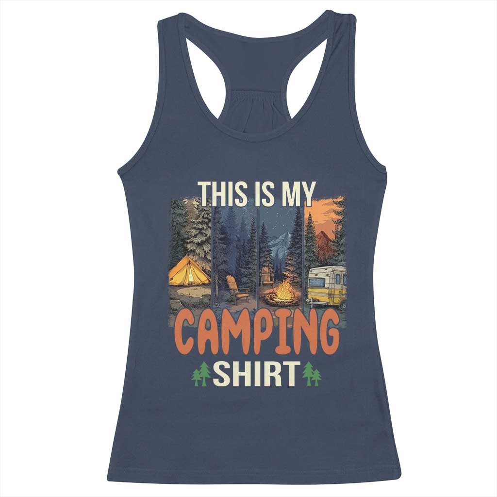 Funny Camper Glamper Racerback Tank Top This Is My Camping Shirt TS14 Navy Print Your Wear