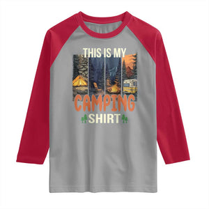 Funny Camper Glamper Raglan Shirt This Is My Camping Shirt TS14 Sport Gray Red Print Your Wear