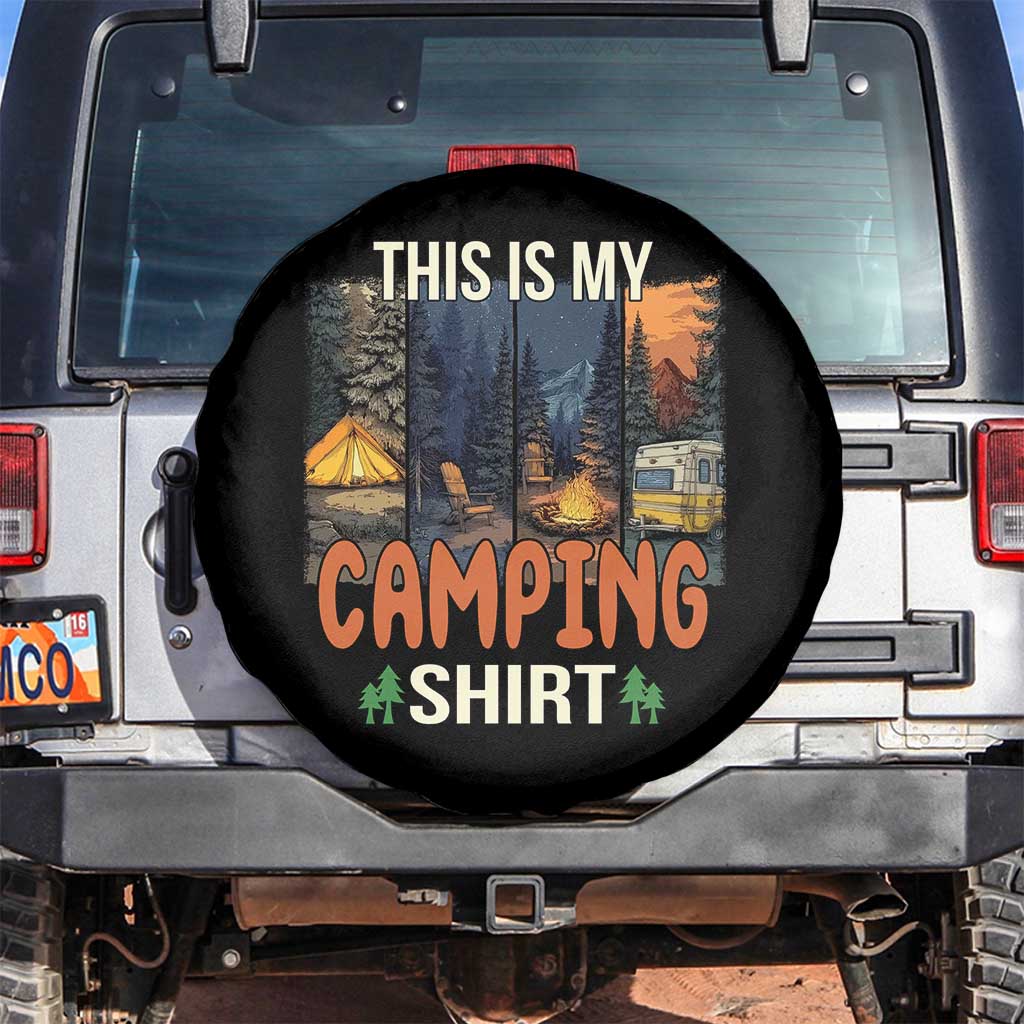 Funny Camper Glamper Spare Tire Cover This Is My Camping Shirt TS14 No hole Black Print Your Wear