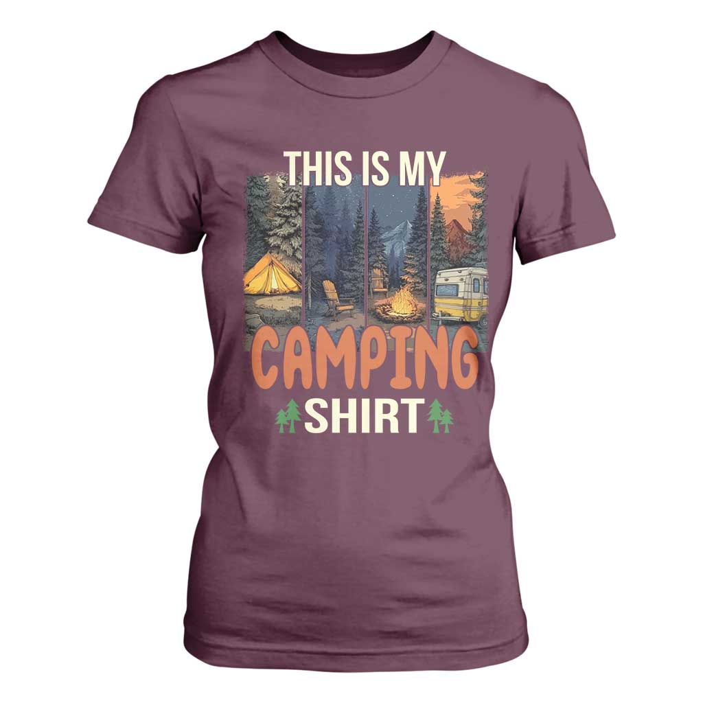 Funny Camper Glamper T Shirt For Women This Is My Camping Shirt TS14 Maroon Print Your Wear
