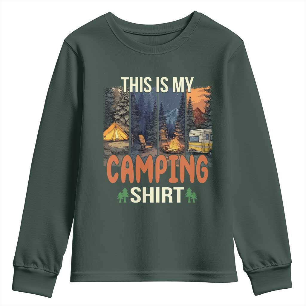 Funny Camper Glamper Youth Sweatshirt This Is My Camping Shirt TS14 Dark Forest Green Print Your Wear