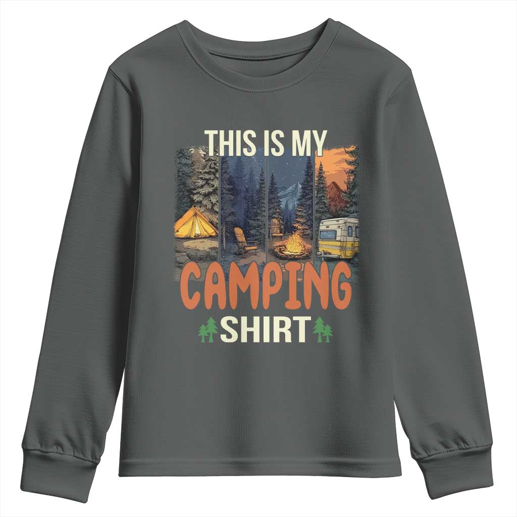 Funny Camper Glamper Youth Sweatshirt This Is My Camping Shirt TS14 Dark Heather Print Your Wear