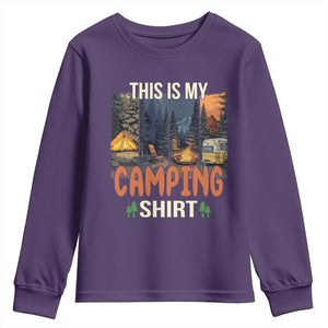 Funny Camper Glamper Youth Sweatshirt This Is My Camping Shirt TS14 Purple Print Your Wear