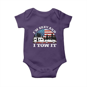 Funny Camping RV Camper Truck Baby Onesie I Am Sexy And I Tow It TS14 Purple Print Your Wear