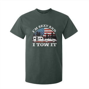 Funny Camping RV Camper Truck T Shirt For Kid I Am Sexy And I Tow It TS14 Dark Forest Green Print Your Wear