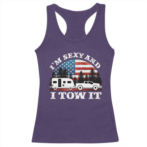 Funny Camping RV Camper Truck Racerback Tank Top I Am Sexy And I Tow It TS14 Purple Print Your Wear