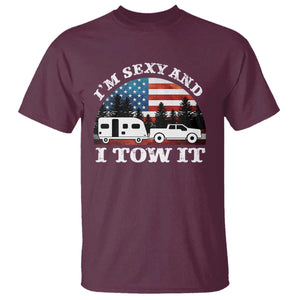 Funny Camping RV Camper Truck T Shirt I Am Sexy And I Tow It TS14 Maroon Print Your Wear
